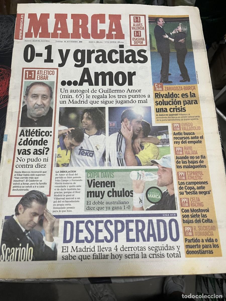 Coleccionismo deportivo: MARCA (19-11-2000) JESUS GIL ATLETICO MADRID 1-1 EIBAR COPA DAVIS VILLARREAL 0-1 REAL MADRID JORNADA