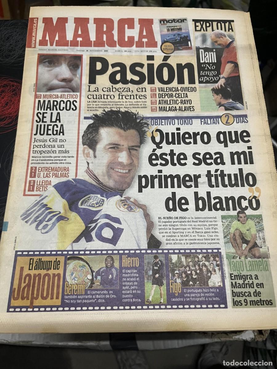 Coleccionismo deportivo: MARCA (26-11-2000) FINAL INTERCONTINENTAL REAL MADRID BOCA JUNIORS YAGO LAMELA FIGO