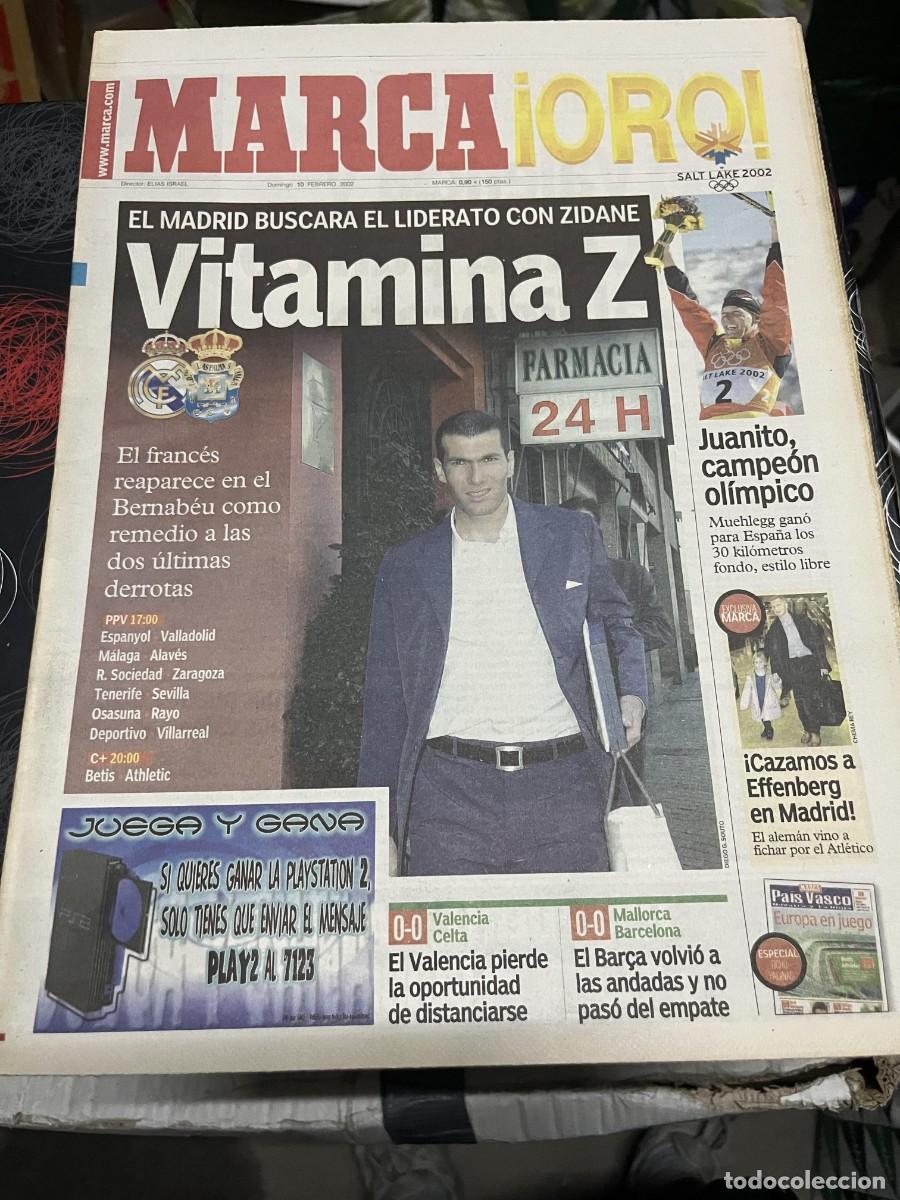 Coleccionismo deportivo: MARCA (10-2-2002) HOY REAL MADRID LAS PALMAS ZIDANE JOHANN MUHLEGG JUANITO EFFENBERG PAU GASOL