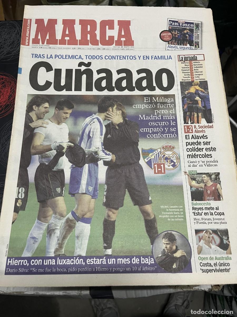 Coleccionismo deportivo: MARCA (20-1-2002) MALAGA 1-1 REAL MADRID REAL SOCIEDAD 1-2 ALAVES JORNADA LIGA OPEN AUSTRALIA