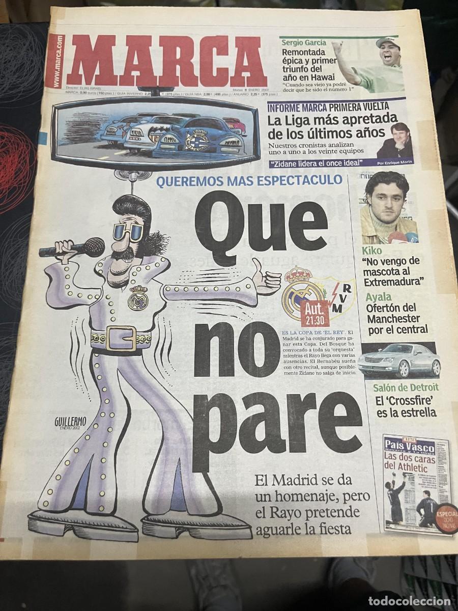 Coleccionismo deportivo: MARCA (8-1-2002) HOY REAL MADRID RAYO VALLECANO SERGIO GARCIA GOLF KIKO