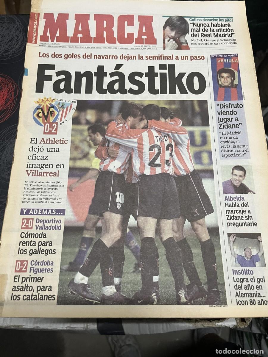 Coleccionismo deportivo: MARCA (10-1-2002) COPA VILLARREAL 0-2 ATHLETIC BILBAO DEPORTIVO 2-0 VALLADOLID CORDOBA 0-2 FIGUERES