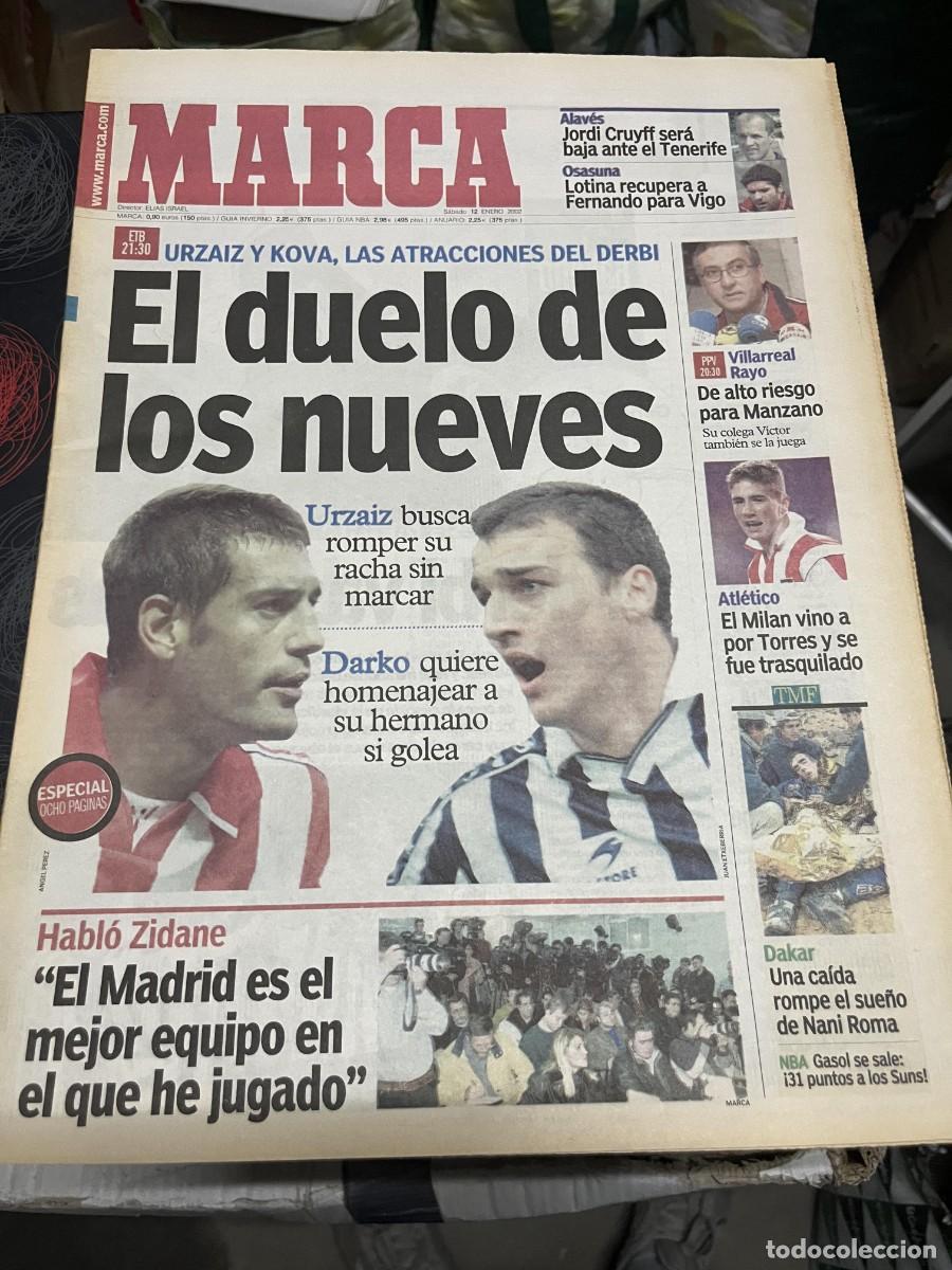 Coleccionismo deportivo: MARCA(12-1-2002)URZAIZ KOVACEVIC ATHLETIC BILBAO REAL SOCIEDAD VILLARREAL RAYO FERNANDO TORRES DAKAR