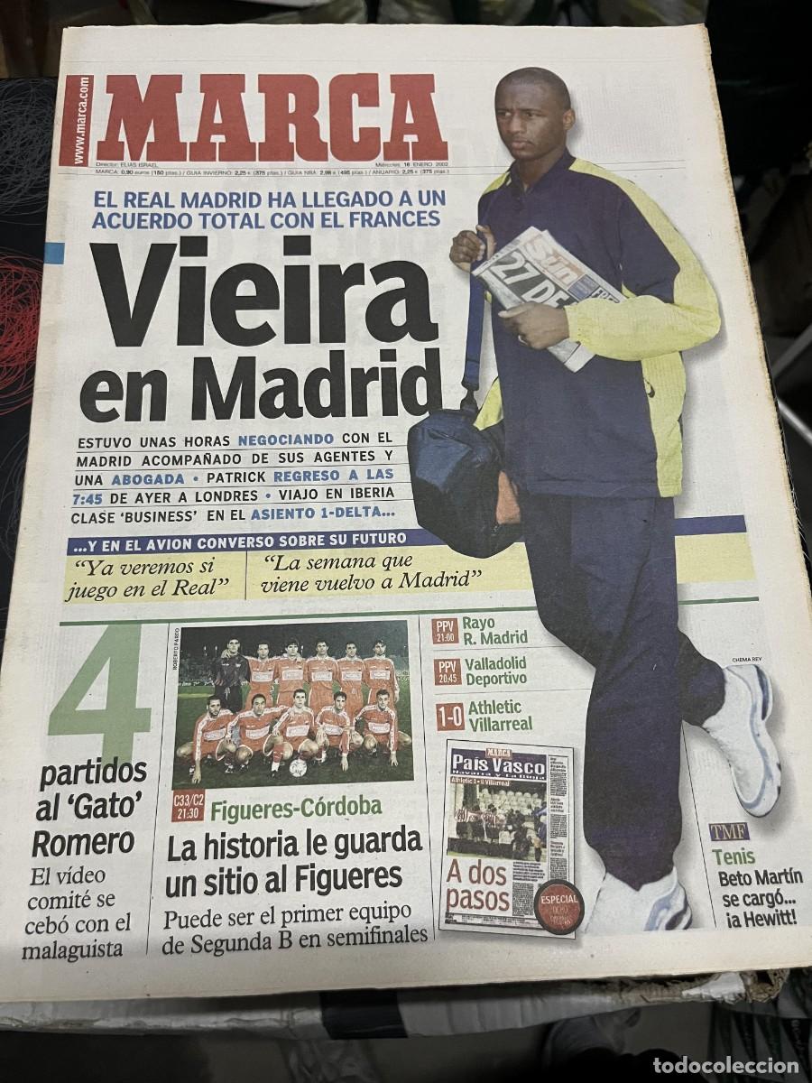 Coleccionismo deportivo: MARCA (16-1-2002) VIEIRA POSIBLE FICHAJE REAL MADRID COPA FIGUERES CORDOBA GATO ROMERO