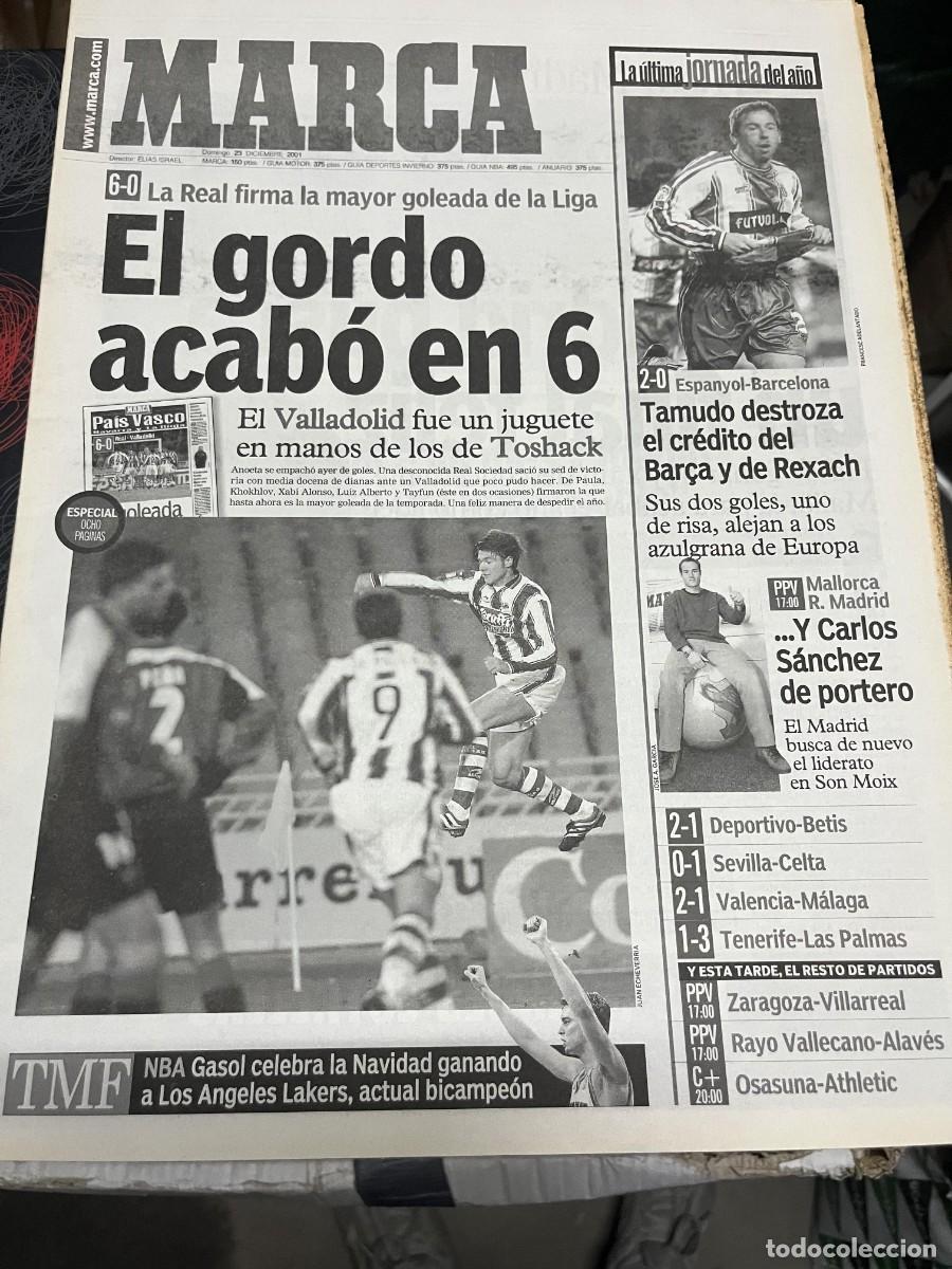 Coleccionismo deportivo: MARCA (23-12-2001) ESPANYOL 2-1 BARCELONA VALLADOLID 0-6 REAL SOCIEDAD GOLEADA PAU GASOL