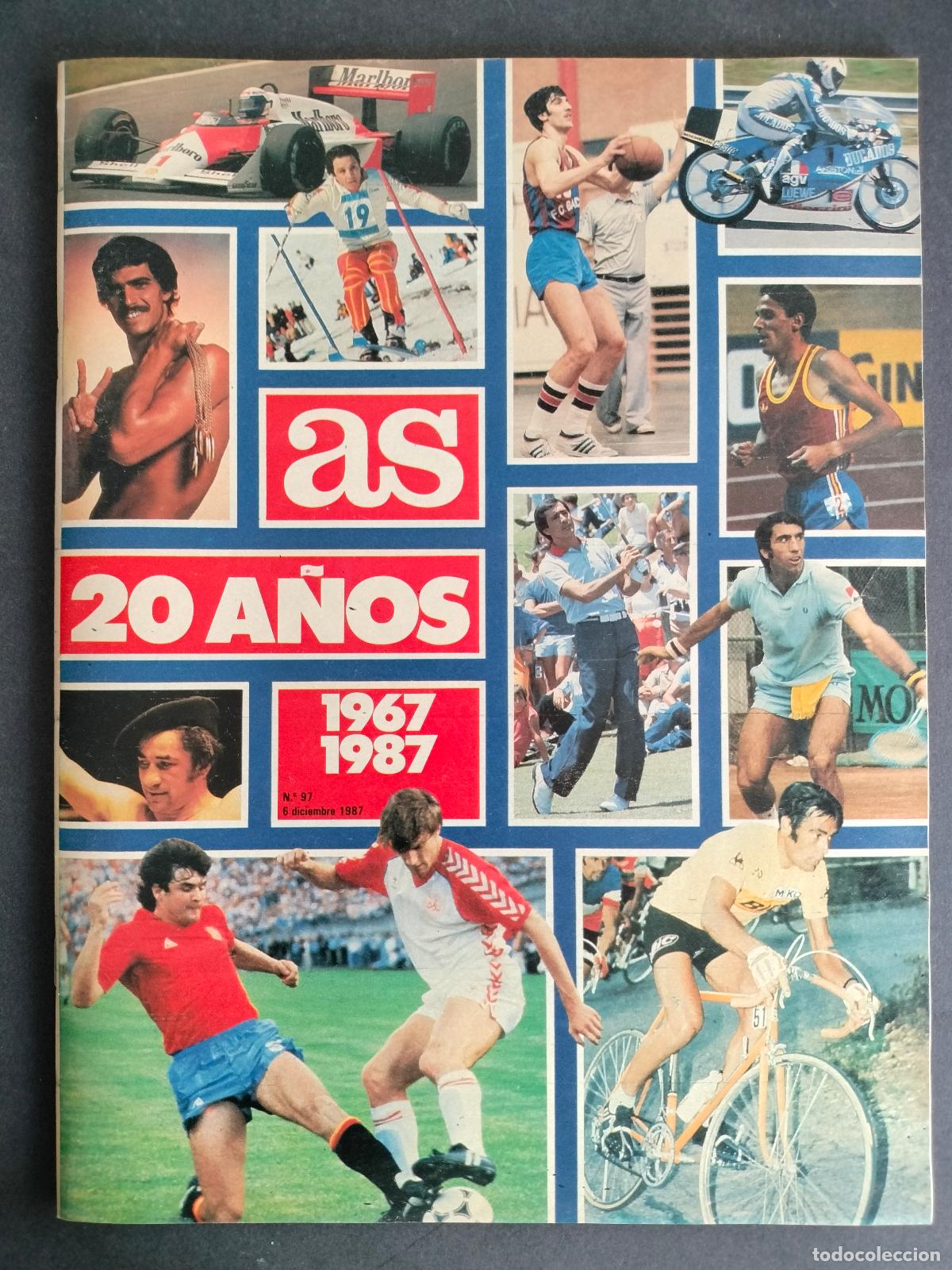 Coleccionismo deportivo: AS ESPECIAL 20 A&Ntilde;OS N&ordm; 97 6 DICIEMBRE 1967 1987 1987 IMPECABLE ESTADO DE KIOSCO!!