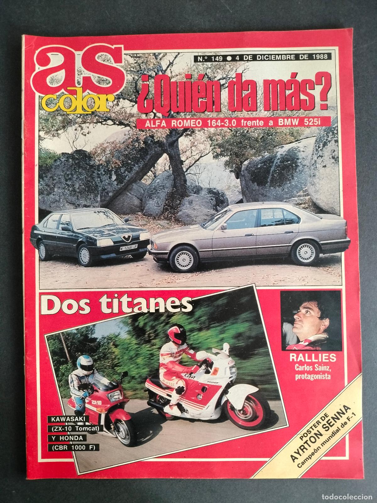 Coleccionismo deportivo: AS COLOR N&ordm; 149 4 DE DICIEMBRE 1988 CON POSTER DE AYRTON SENNA IMPECABLE ESTADO DE KIOSCO!!