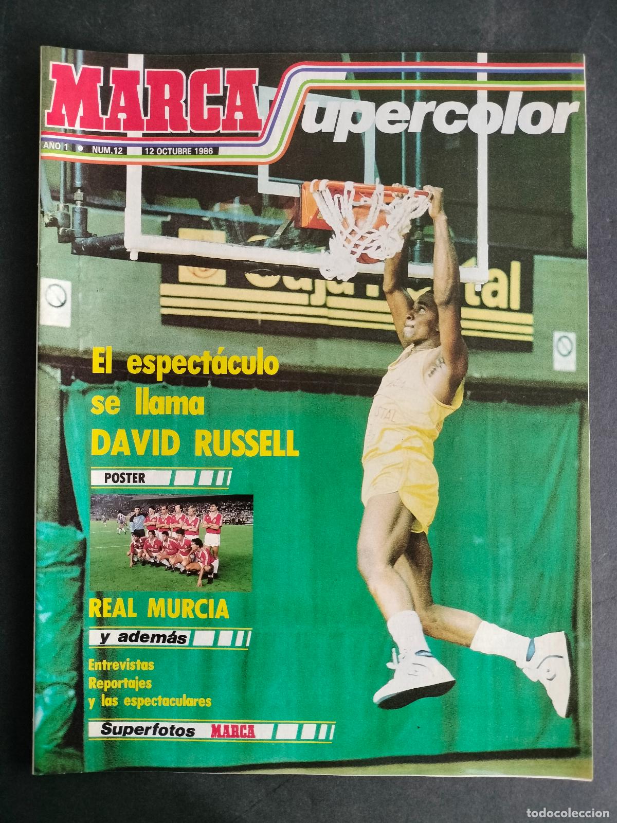 Sammelleidenschaft Sport: MARCA SUPERCOLOR N&ordm; 12 12 DE OCTUBRE 1986 CON POSTER DEL REAL MURCIA ESTADO DE KIOSCO!!!