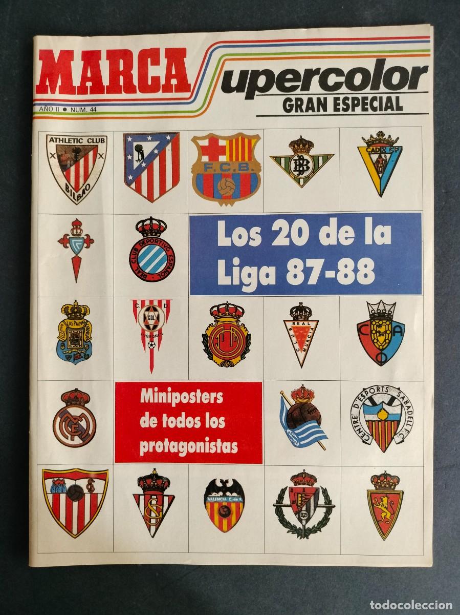Sammelleidenschaft Sport: MARCA SUPERCOLOR GRAN ESPECIAL N&ordm; 44 LOS 20 DE LA LIGA 87-88 CON POSTER Y MINIPOSTERS DE KIOSCO!!!
