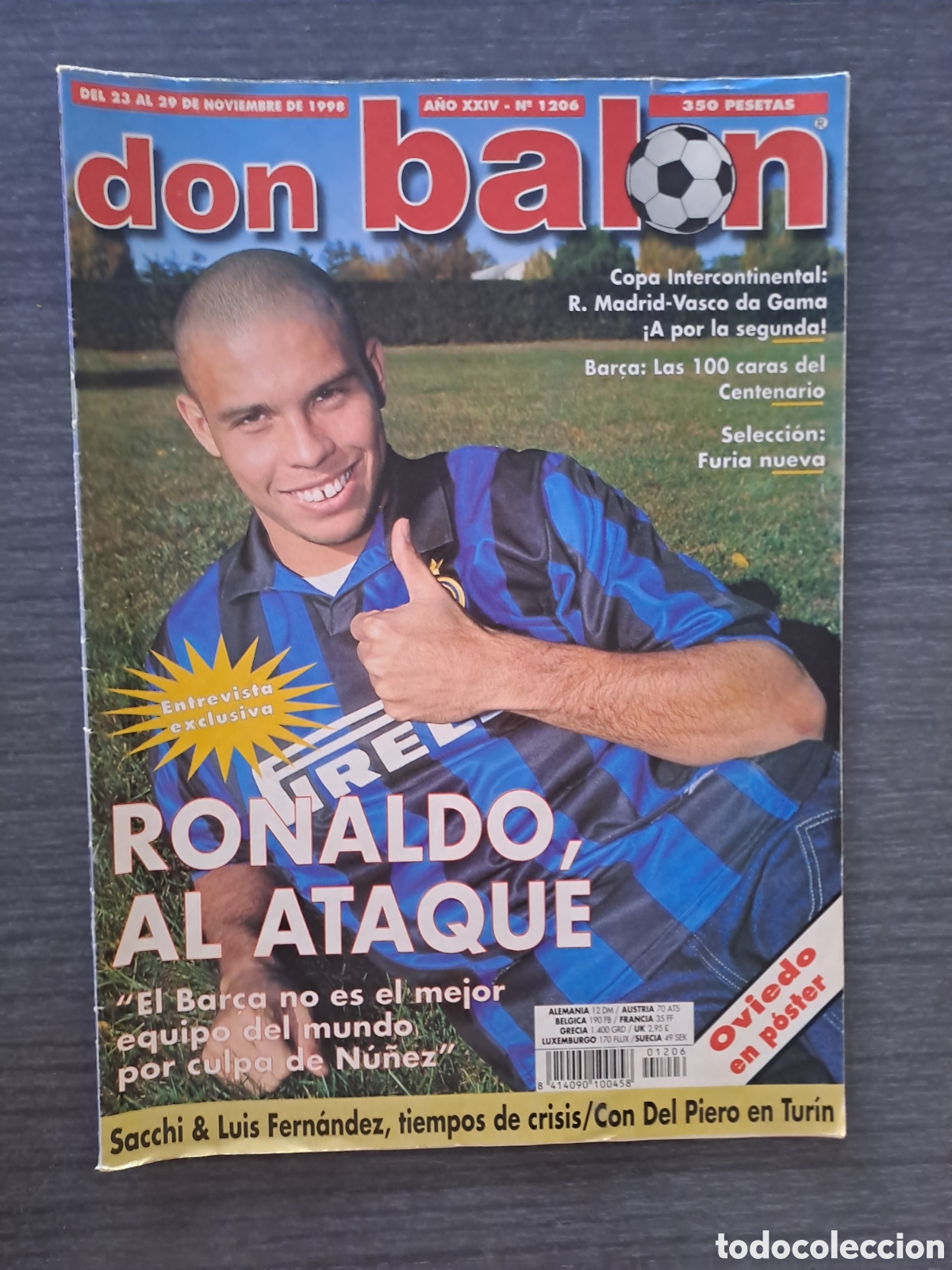 Coleccionismo deportivo: DON BAL&Oacute;N N&ordm; 1206 &ndash; RONALDO AL ATAQUE &ndash; INTER Revista Don Bal&oacute;n n&uacute;mero 1206, correspondiente a 1998