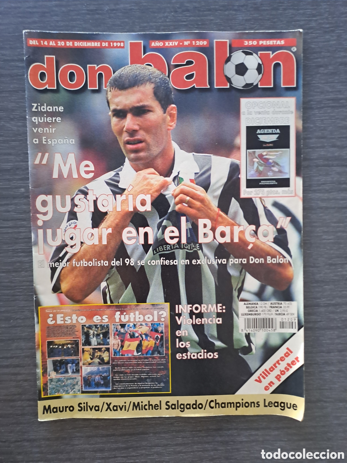 Coleccionismo deportivo: DON BAL&Oacute;N N&ordm; 1209 &ndash; ZIDANE &ndash; ME GUSTAR&Iacute;A JUGAR EN EL BAR&Ccedil;A Revista Don Bal&oacute;n n&uacute;mero 1209, de 1998.