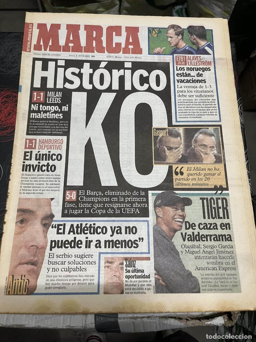 Coleccionismo deportivo: MARCA (9-11-2000)BAR&Ccedil;A 5-0 BESIKTAS ALAVES LILLESTROM HAMBURGO 1-1 DEPORTIVO CORU&Ntilde;A SUGAR MOSLEY