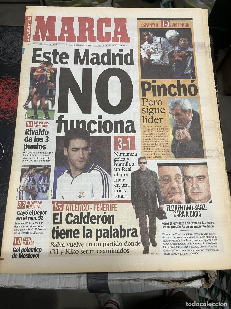 Coleccionismo deportivo: MARCA (5-11-2000) NUMANCIA 3-1 REAL MADRID FLORENTINO PEREZ SANZ ESPANYOL 1-0 VALENCIA JORNADA LIGA