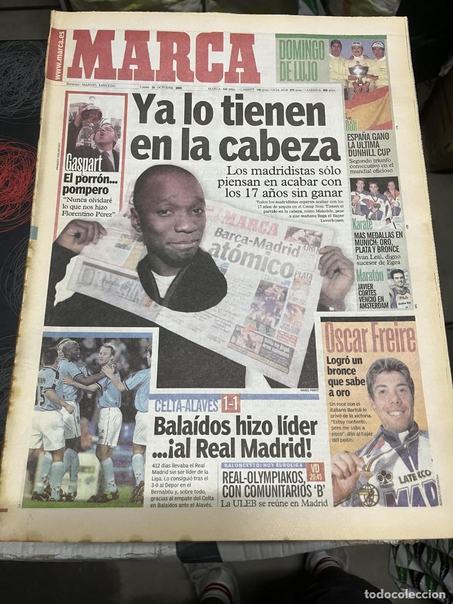 Coleccionismo deportivo: MARCA (16-10-2000) GASPART MAKELELE BARCELONA REAL MADRID GOLF KARATE JAVIER CORTES OSCAR FREIRE