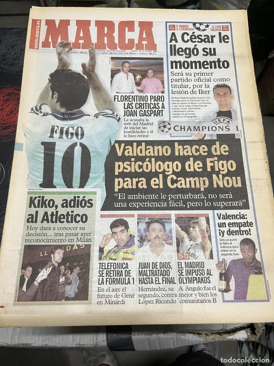 Coleccionismo deportivo: MARCA (17-10-2000) FIGO HOY CHAMPIONS REAL MADRID BAYER LEVERKUSEN LYON VALENCIA KIKO