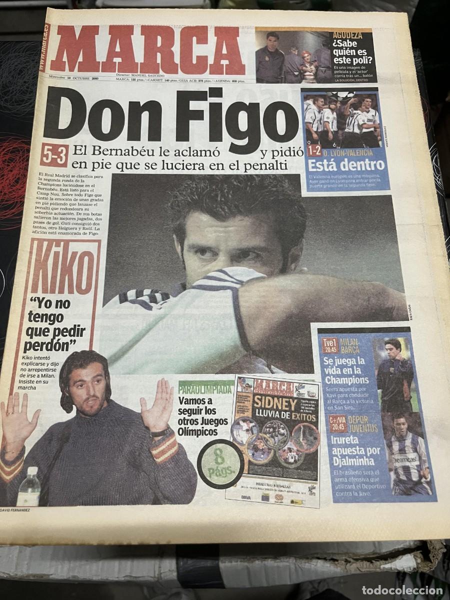 Coleccionismo deportivo: MARCA (18-10-2000) FIGO CHAMPIONS 5-3 BAYER LEVERKUSEN LYON 1-2 VALENCIA KIKO ATLETICO KENNY ROBERTS