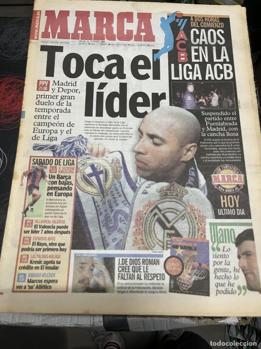 Colecionismo desportivo: MARCA (14-10-2000) HOY REAL MADRID DEPORTIVO CORU&Ntilde;A ROBERTO CARLOS LIGA ACB JORNADA LIGA OLANO