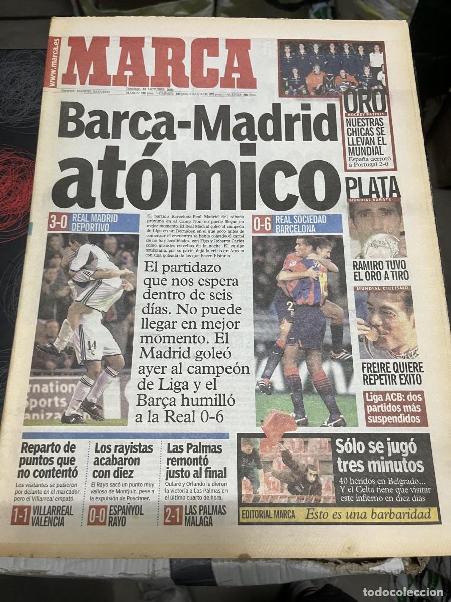 Colecionismo desportivo: MARCA (15-10-2000) REAL MADRID 3-0 DEPORTIVO CORU&Ntilde;A ORO HOCKEY PATINES PLATA RAMIRO JORNADA LIGA