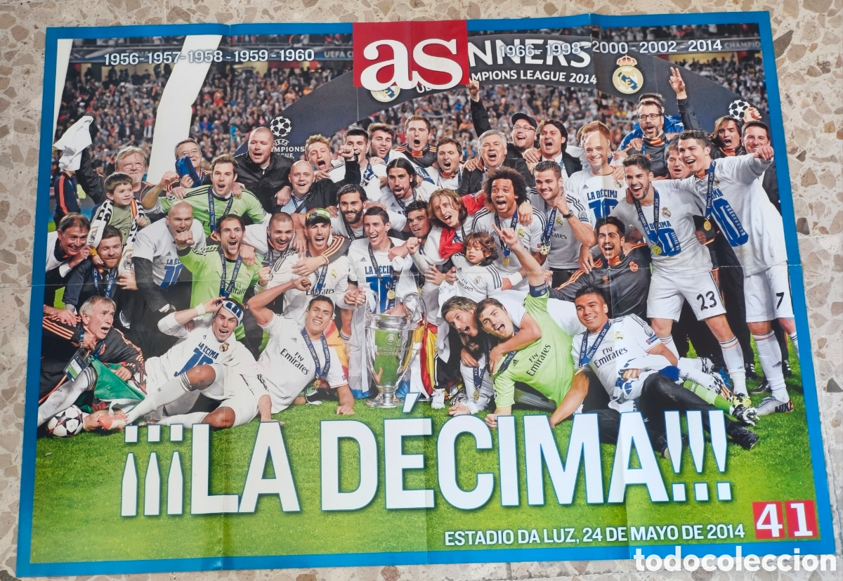 Coleccionismo deportivo: CARTEL POSTER DEL REAL MADRID, LA DECIMA. EDITADO POR AS. 2014. 82x60 cm.