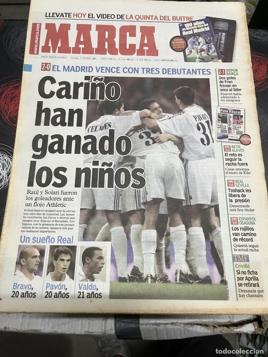 Collezionismo sportivo: MARCA (7-10-2001) REAL MADRID 2-0 ATHLETIC BILBAO DEPORTIVO CORU&Ntilde;A 2-1 BARCELONA JORNADA LIGA