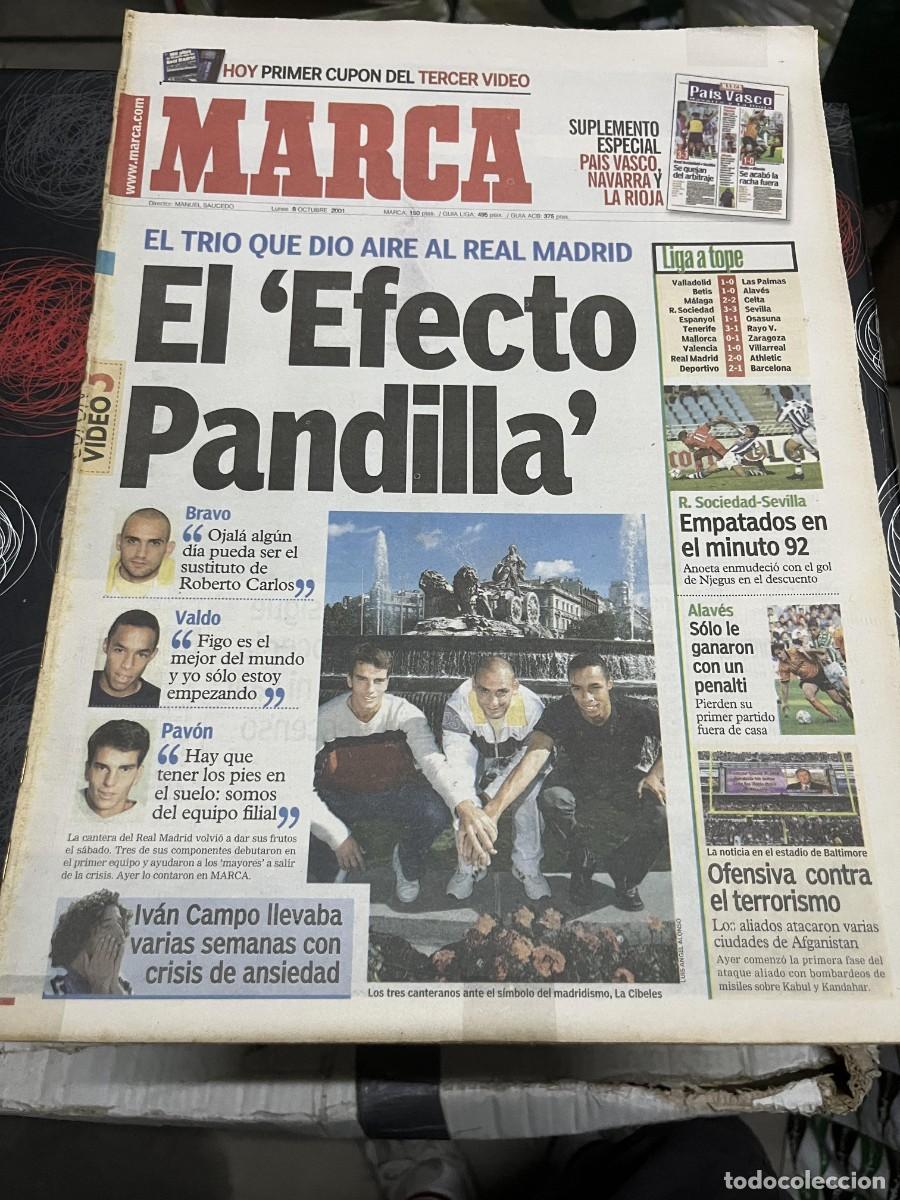 Collezionismo sportivo: MARCA (8-10-2001) RAUL BRAVO VALDO PAVON REAL MADRID JORNADA LIGA IVAN CAMPO