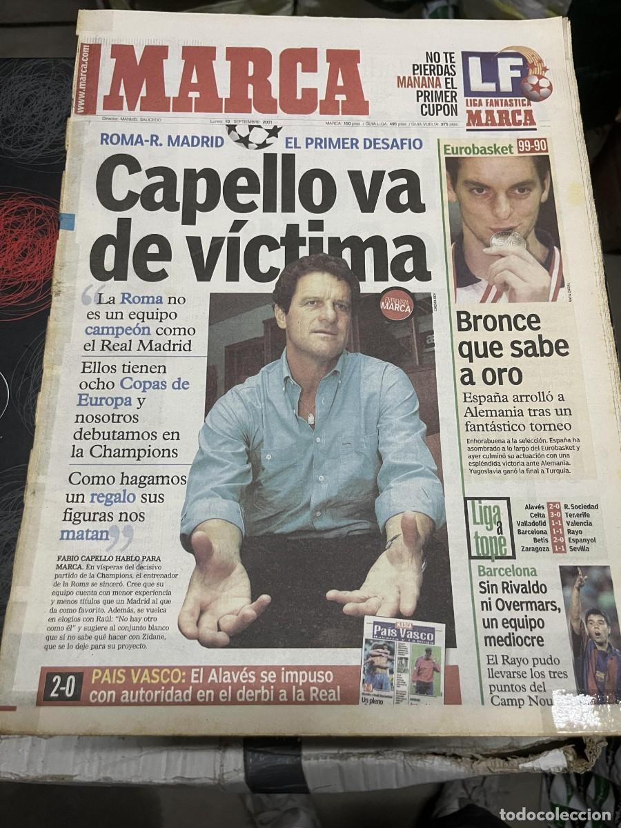 Sports collectibles: MARCA (10-9-2001) CHAMPIONS ROMA REAL MADRID CAPELLO MEDALLA BRONCE ESPA&Ntilde;A EUROBASKET GASOL