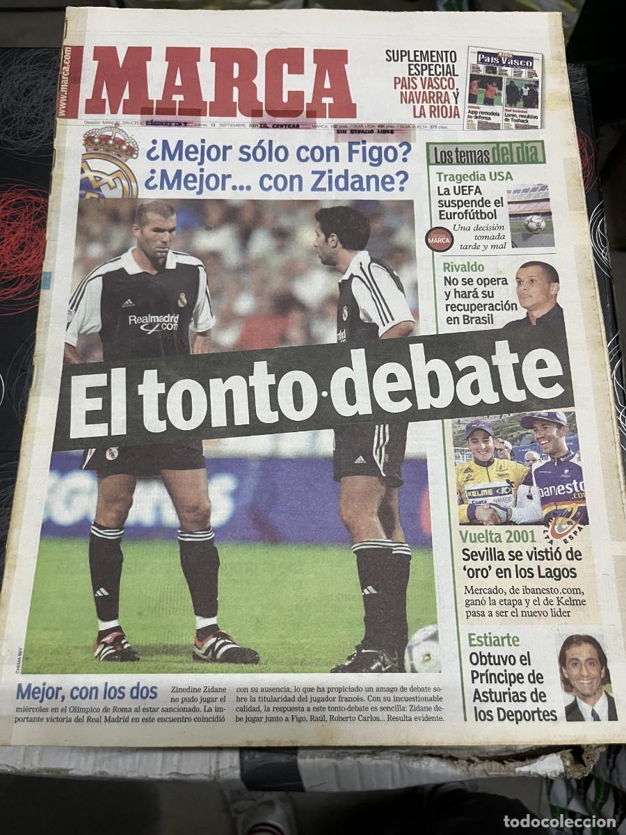 Coleccionismo deportivo: MARCA (13-9-2001) ZIDANE FIGO RIVALDO TRAGEDIA USA VUELTA ESPA&Ntilde;A ESTIARTE