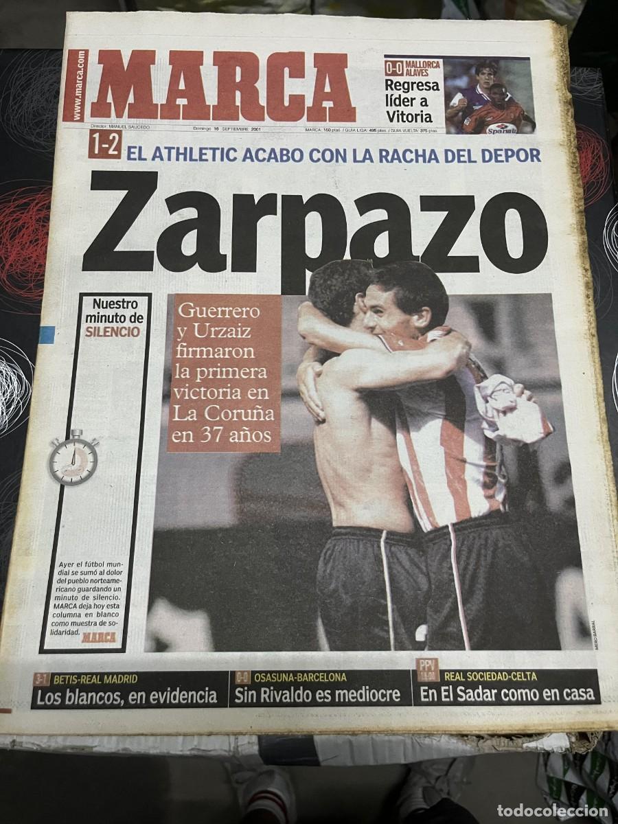 Collezionismo sportivo: MARCA (16-9-2001) DEPORTIVO CORU&Ntilde;A 1-2 ATHLETIC JORNADA LIGA MALLORCA 0-0 ALAVES BETIS 3-1 R.MADRID