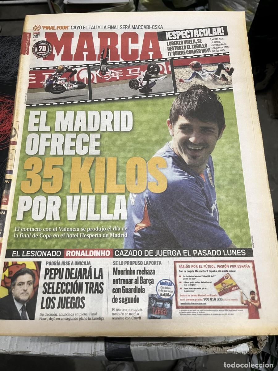 Coleccionismo deportivo: MARCA (3-5-2008) DAVID VILLA POSIBLE FICHAJE REAL MADRID ACCIDENTE JORGE LORENZO MONTGOMERY
