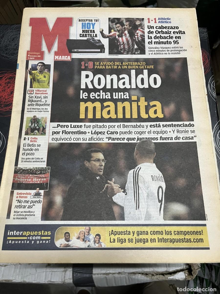 Coleccionismo deportivo: MARCA (4-12-2005) ATHLETIC 1-1 ATLETICO MADRID RONALDO REAL MADRID 1-0 GETAFE JORNADA LIGA JANKOVIC