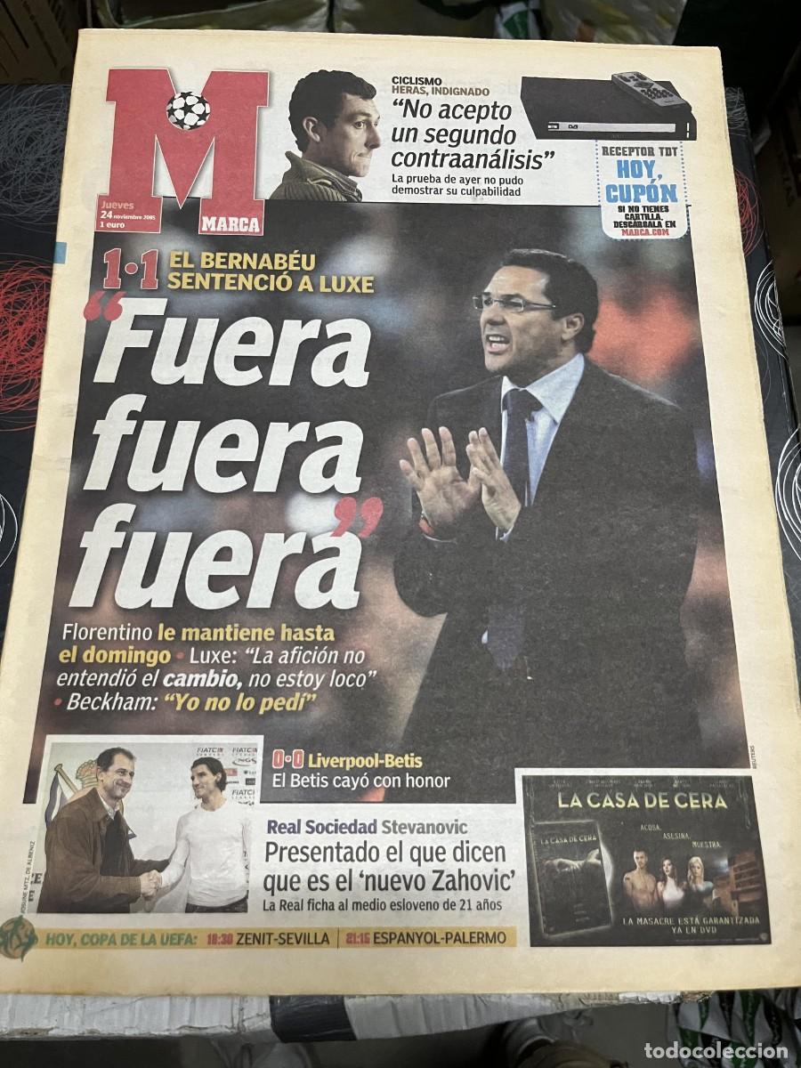 Coleccionismo deportivo: MARCA (24-11-2005) LUXEMBURGO CHAMPIONS REAL MADRID 1-1 LYON LIVERPOOL 0-0 BETIS ZENIT SEVILLA