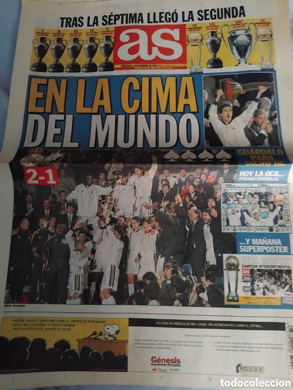 Coleccionismo deportivo: Periodico R.Madrid campe&oacute;n copa intercontinental 1998