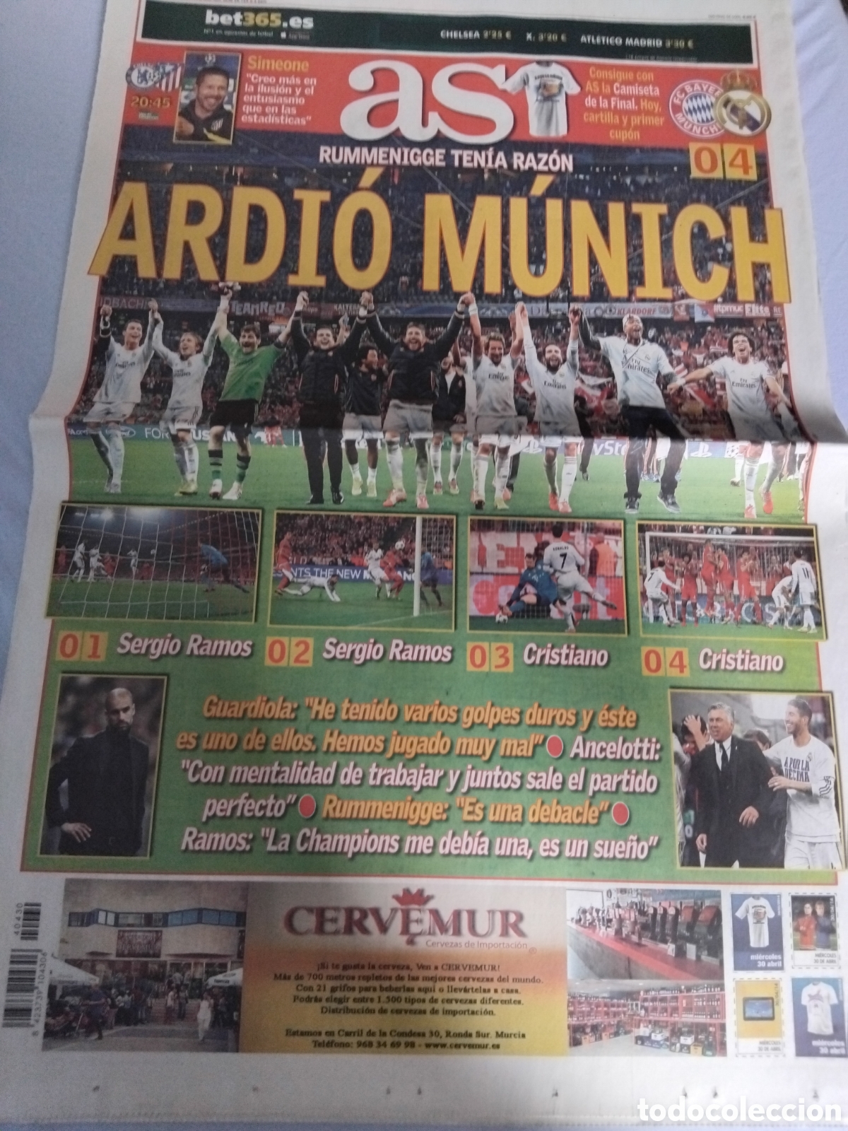 Coleccionismo deportivo: Ve periodico B.Munich 0 vs 4 R.Madrid 2014