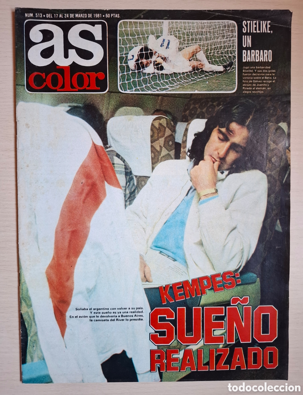 Coleccionismo deportivo: As Color MarO 1981 Mario Alberto Kempes Poster Real Sociedad 80/81