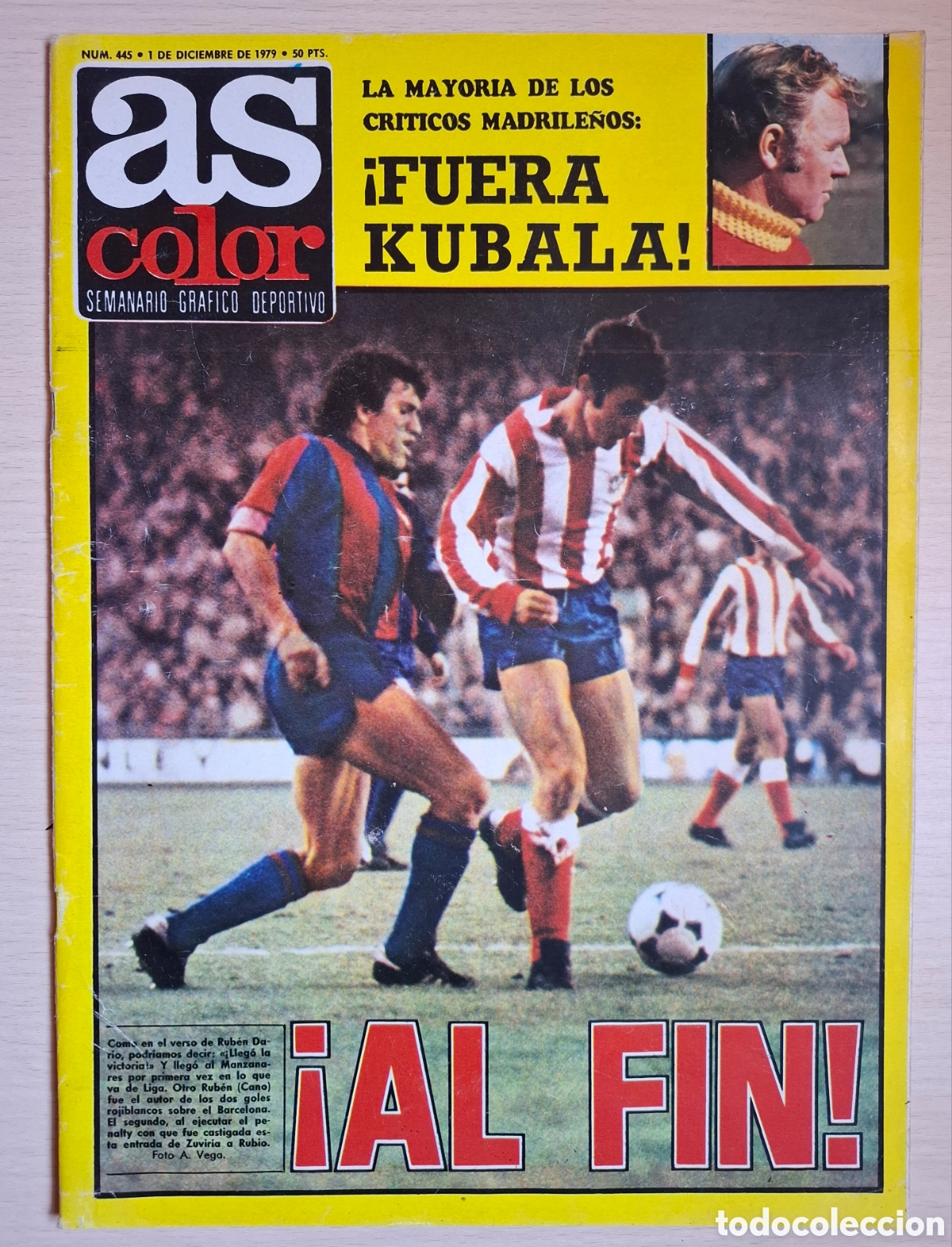 Coleccionismo deportivo: As Color Diciembre 1979 Poster Club Deportivo M&aacute;laga 79/80