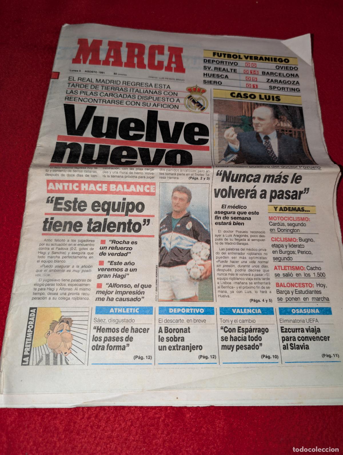 Coleccionismo deportivo: PERIODICO PRENSA agosto 1991 MARCA zona norte ANTIC FUTRE ANTIC ++