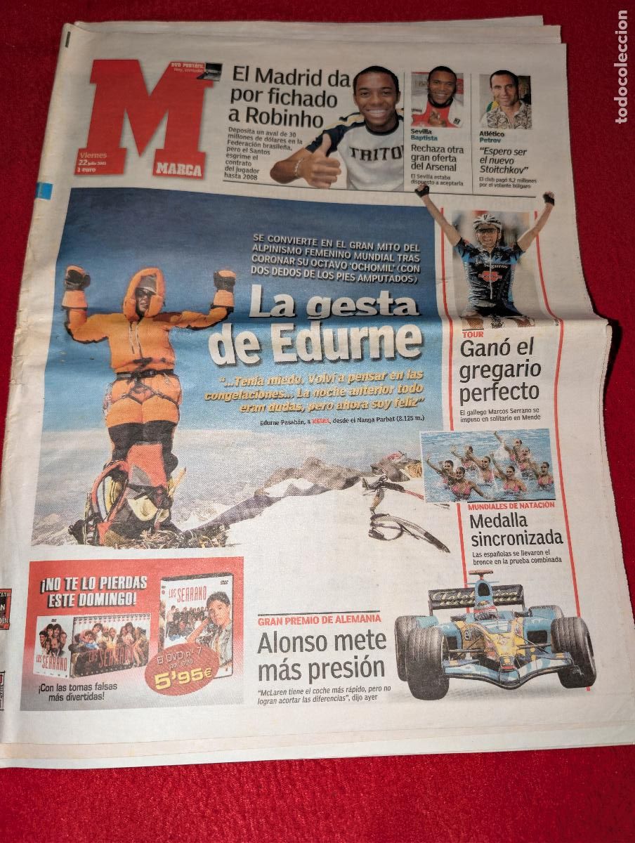 Coleccionismo deportivo: PERIODICO PRENSA julio 2005 MARCA zona norte ROBINHO EDURNE ZUBIAURRE NAVARRO