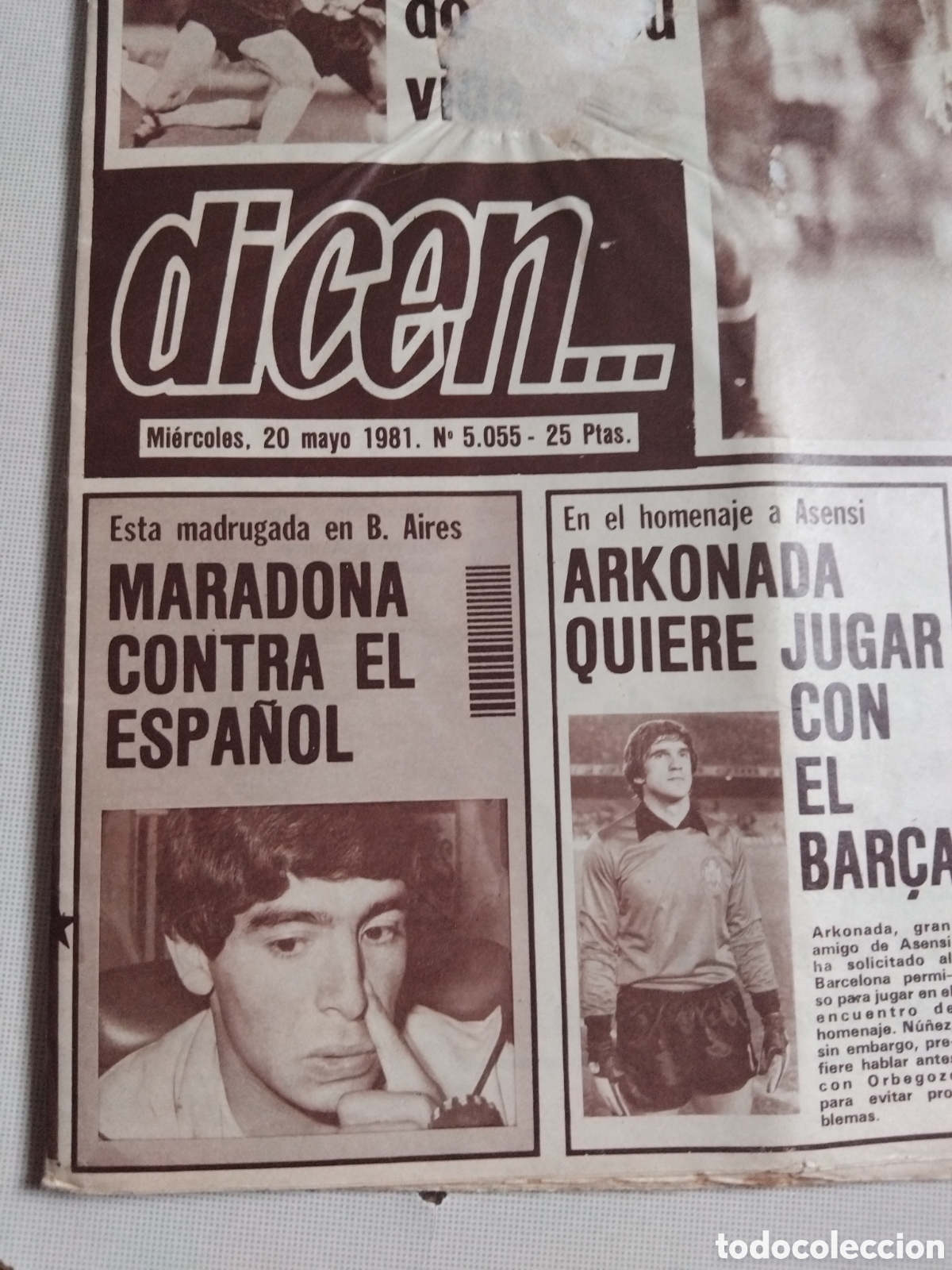 Coleccionismo deportivo: Am Periodico Maradona con Boca vs Espanyol 1981