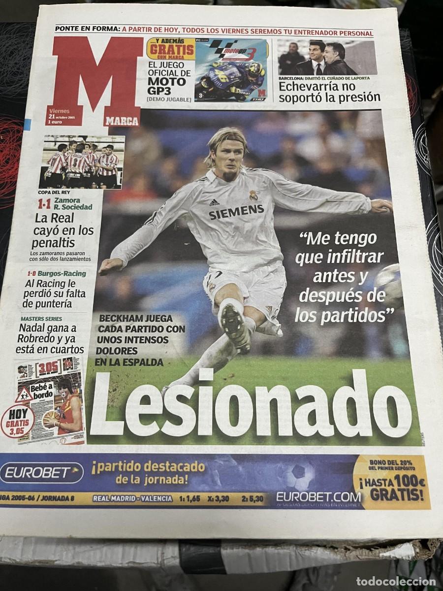 Coleccionismo deportivo: MARCA(21-10-2005)ECHEVARRIA BARCELONA LESION BECKHAM REAL MADRID ZAMORA 1-1 ATHLETIC FERNANDO ALONSO