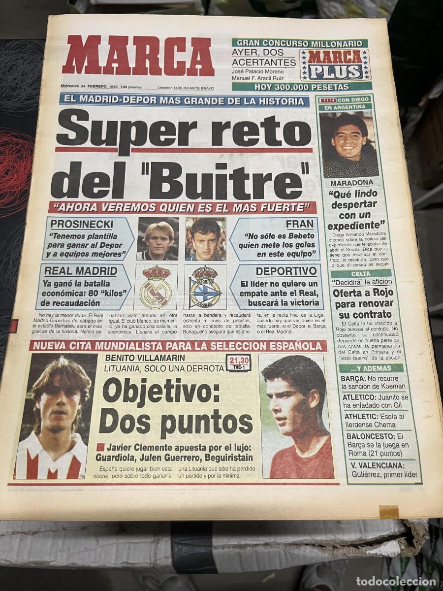 Coleccionismo deportivo: MARCA (24-2-1993) BUTRAGUE&Ntilde;O MARADONA HOY ESPA&Ntilde;A SELECCION ESPA&Ntilde;OLA LITUANIA