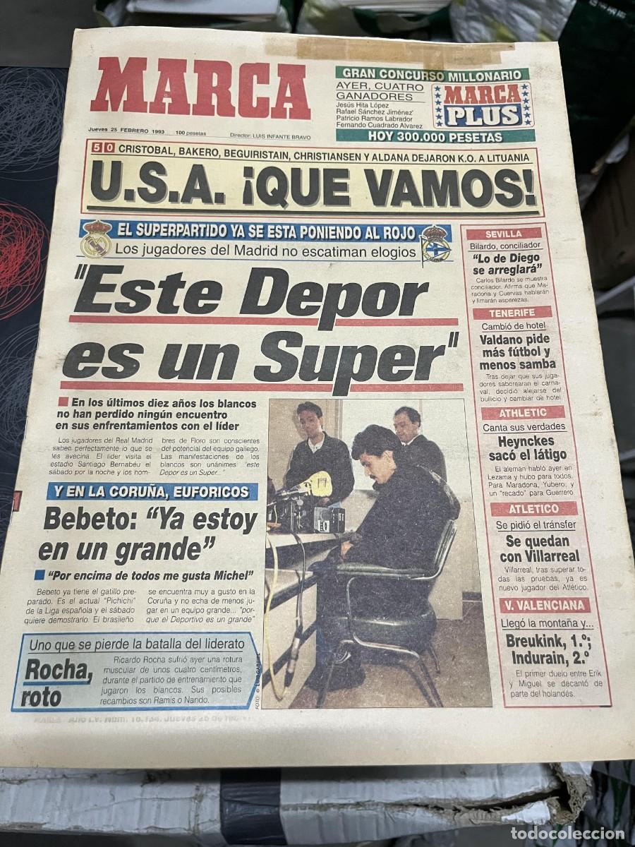 Coleccionismo deportivo: MARCA (25-2-1993) SELECCION ESPA&Ntilde;OLA ESPA&Ntilde;A 5-0 LITUANIA BEBETO IVAN ROCHA TURESPA&Ntilde;A GOLF