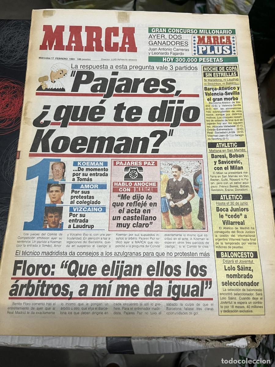 Coleccionismo deportivo: MARCA (17-2-1993) KOEMAN ARBITRO PAJARES PAZ BENITO FLORO JORNADA LIGA NETS PETROVIC BALONCESTO NBA