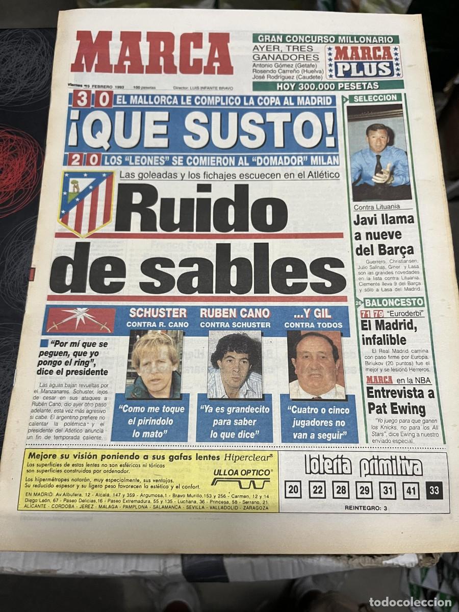 Coleccionismo deportivo: MARCA (19-2-1993) ATHLETIC BILBAO 2-0 MILAN PAT EWING JAVIER CLEMENTE COPA MALLORCA 3-0 REAL MADRID