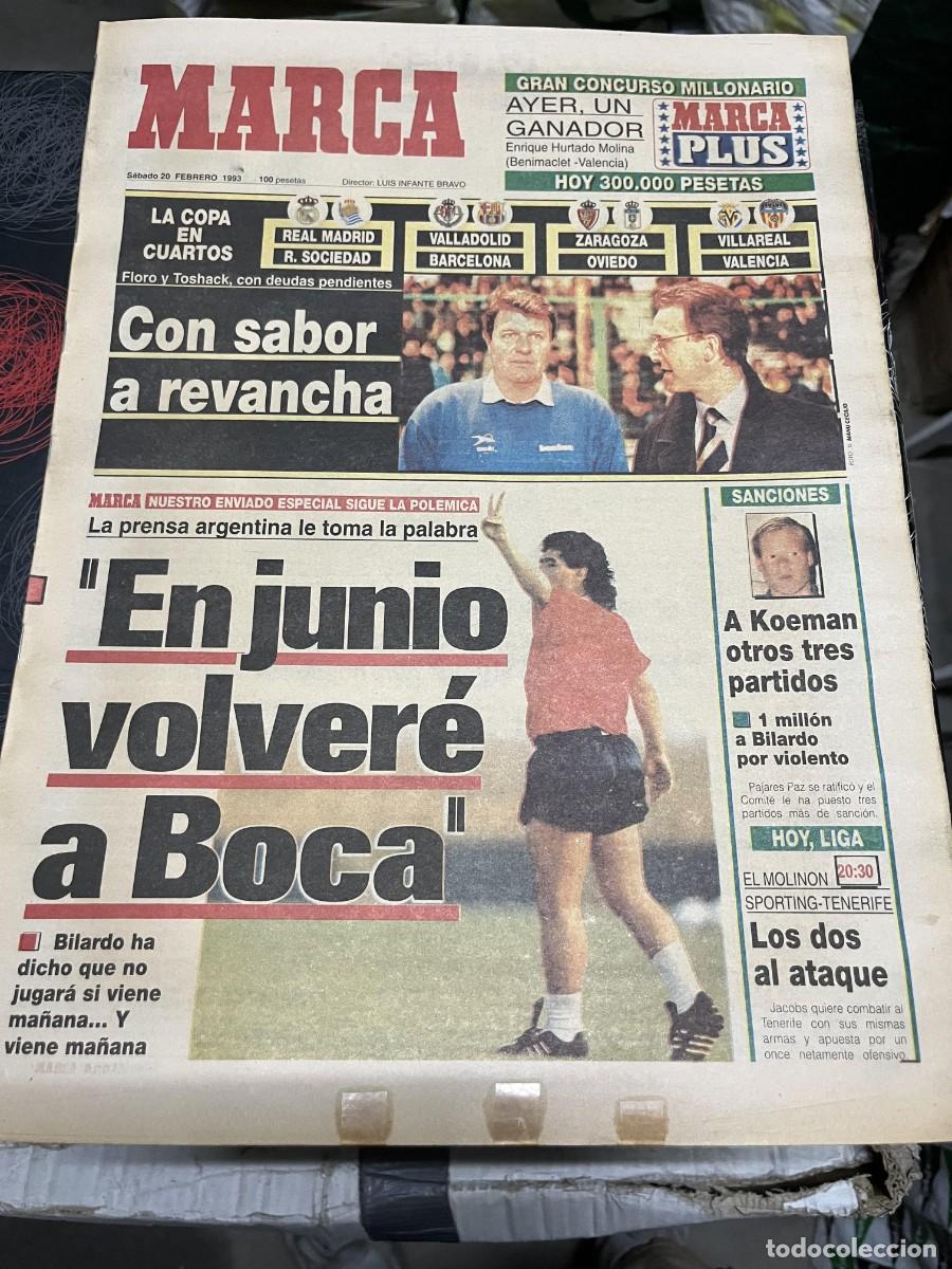 Coleccionismo deportivo: MARCA (20-2-1993) COPA MARADONA BOCA JUNIORS SEVILLA KOEMAN HOY NBA MATES TRIPLES ALL STARS