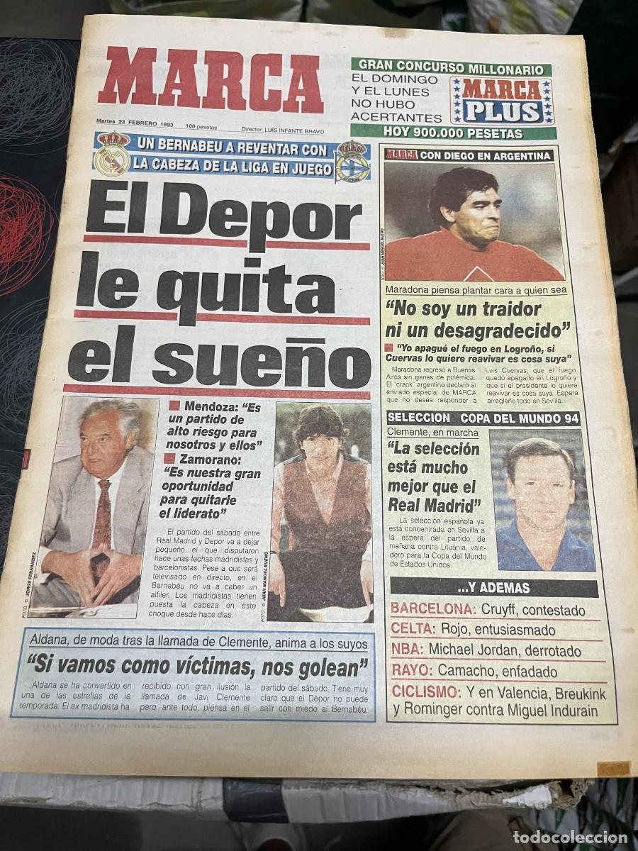 Coleccionismo deportivo: MARCA (23-2-1993) MARADONA SEVILLA JAVIER CLEMENTE ALDANA UTAH ALL STARS NBA