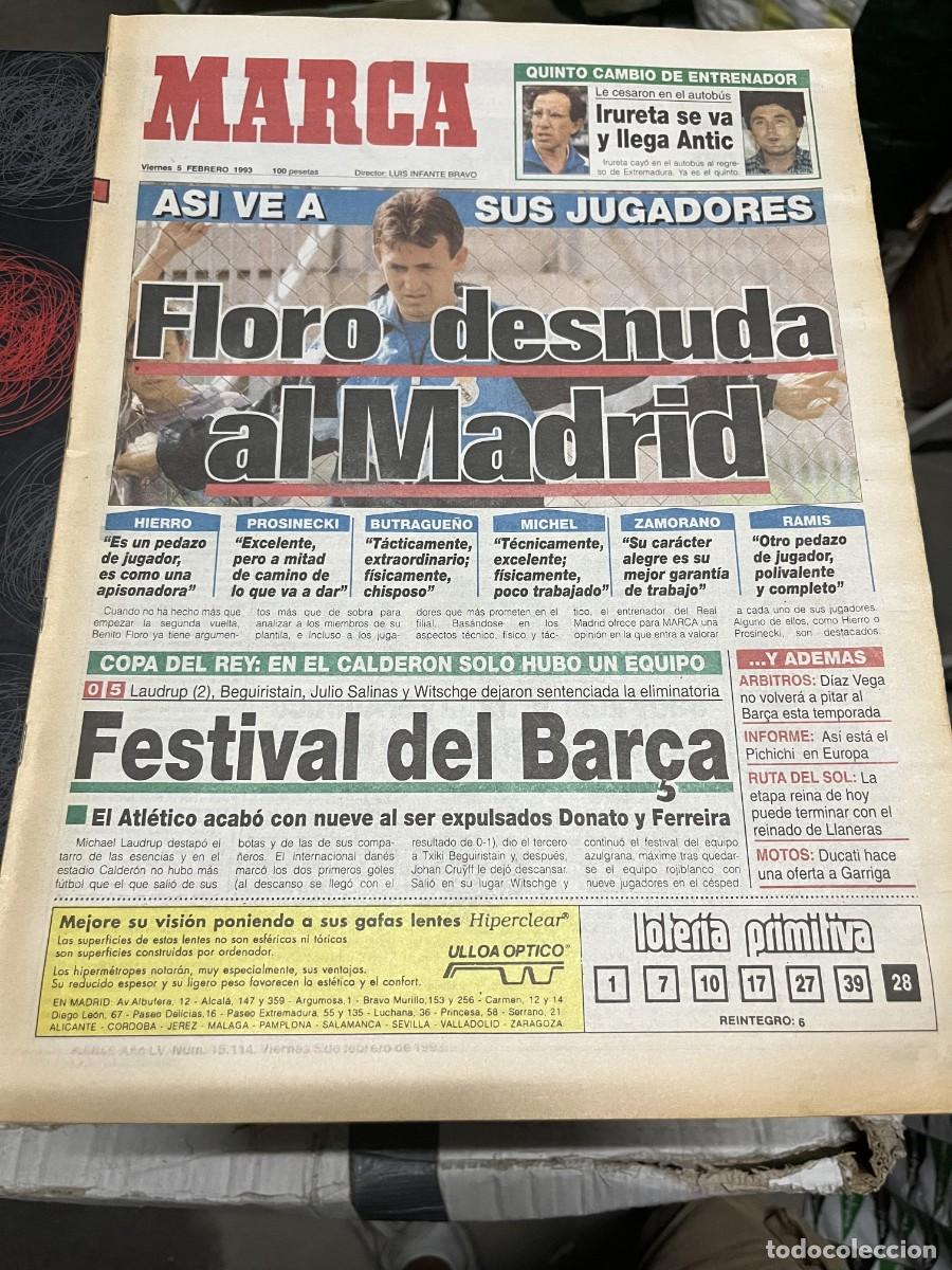 Coleccionismo deportivo: MARCA (5-2-1993) BENITO FLORO REAL MADRID IRURETA ANTIC COPA ATLETICO MADRID 0-5 BARCELONA MCCOIST