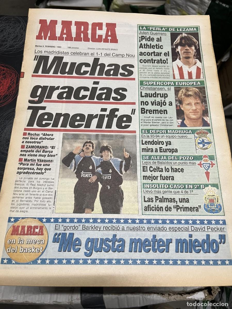Coleccionismo deportivo: MARCA (9-2-1993)JULEN GUERRERO DEPORTIVO CORU&Ntilde;A REAL MADRID LAS PALMAS PHOENIX SUNS NBA ARTHUR ASHE