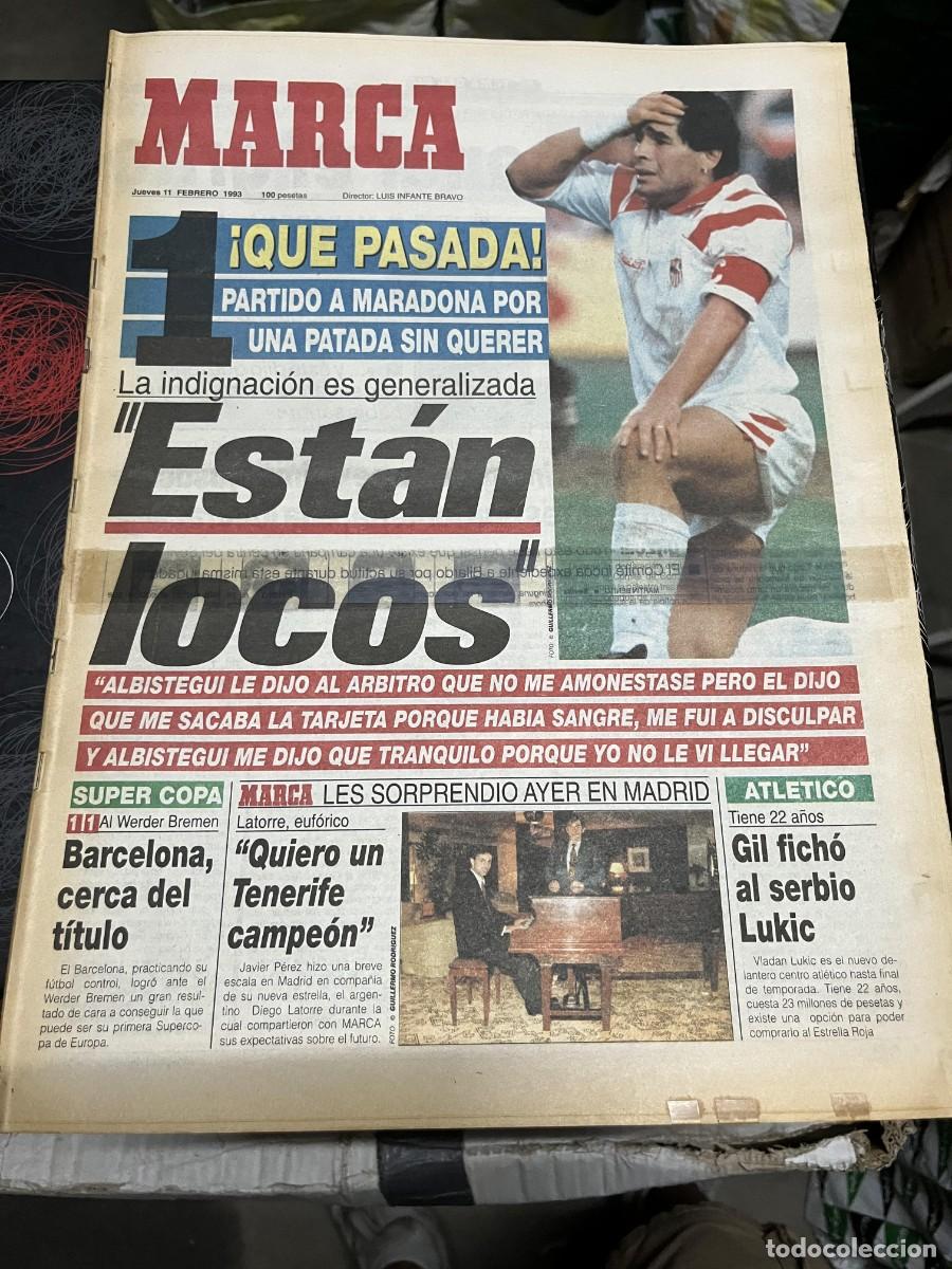Coleccionismo deportivo: MARCA (11-2-1993) FINAL SUPERCOPA EUROPA WERDER BREMEN 1-1 BARCELONA MARADONA SEVILLA SPURS NBA