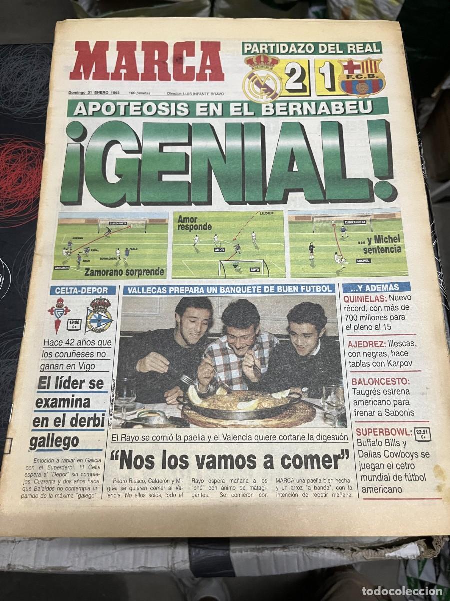 Coleccionismo deportivo: MARCA (31-1-1993) REAL MADRID 2-1 BARCELONA EL CLASICO CELTA DEPORTIVO CORU&Ntilde;A LIDER SUPER BOWL