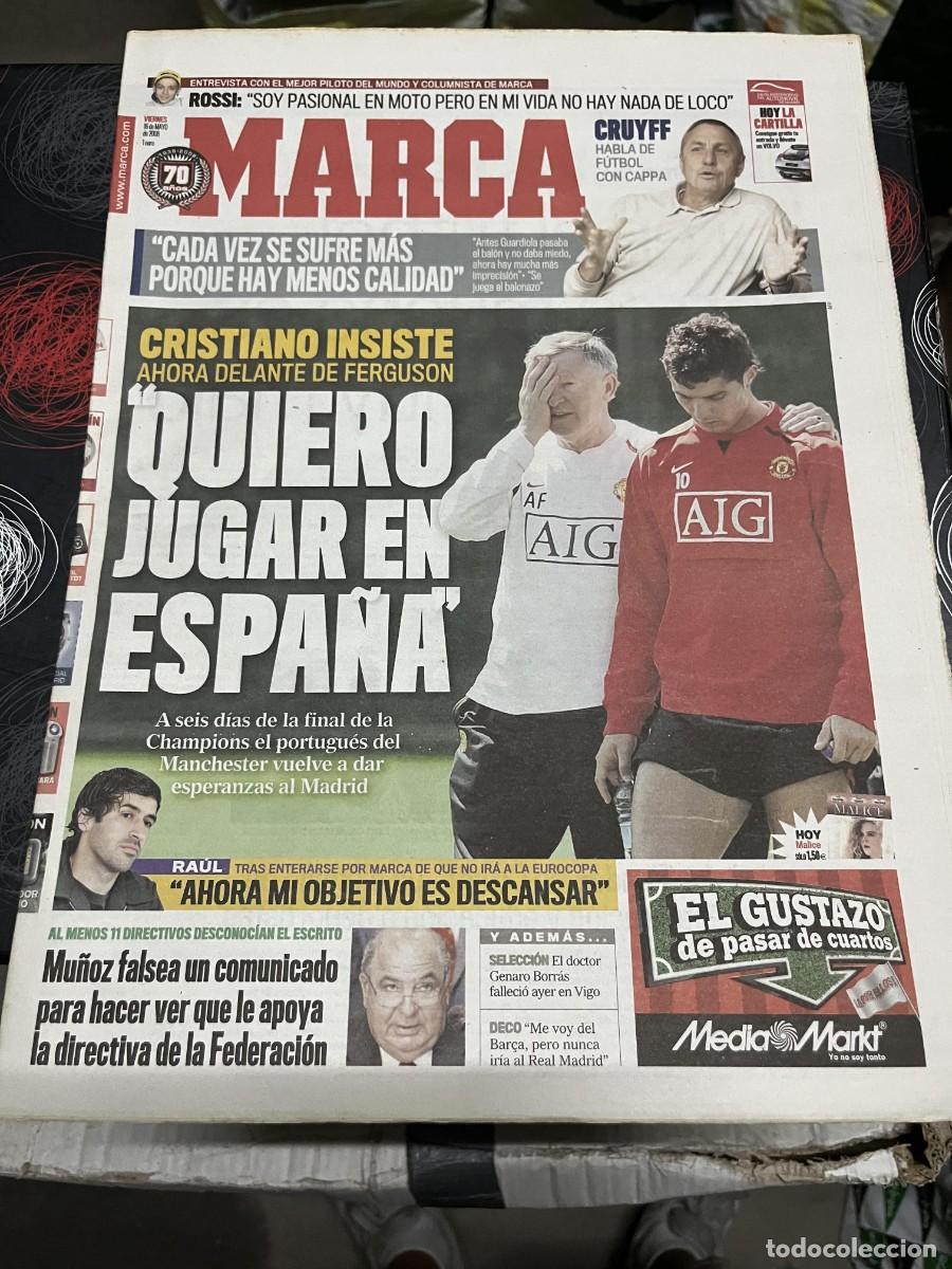 Coleccionismo deportivo: MARCA (16-5-2008) ROSSI CRUYFF CRISTIANO RONALDO FERGUSON MANCHESTER UNITED REAL MADRID FICHAJE